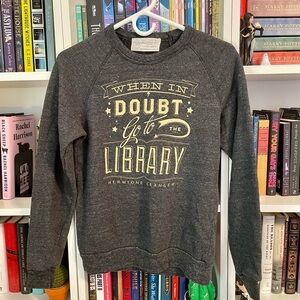 Out of Print When in Doubt Go To The Library Crewneck Sweatshirt, Size XS